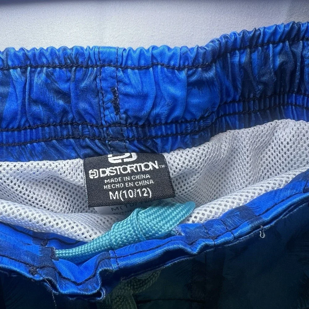 Distortion Blue and Green Swim Shorts Trunks with Tropical Design M‎ 10/12